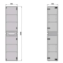 Пенал (тумба) для ванної кімнати, Nautilus, DOUBLE, підвісний, 361x321x1640 (PDouble-36B) thumbnail