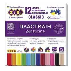 Пластилін CLASSIC 12 кольорів, 240г, KIDS Line (ZB.6233)