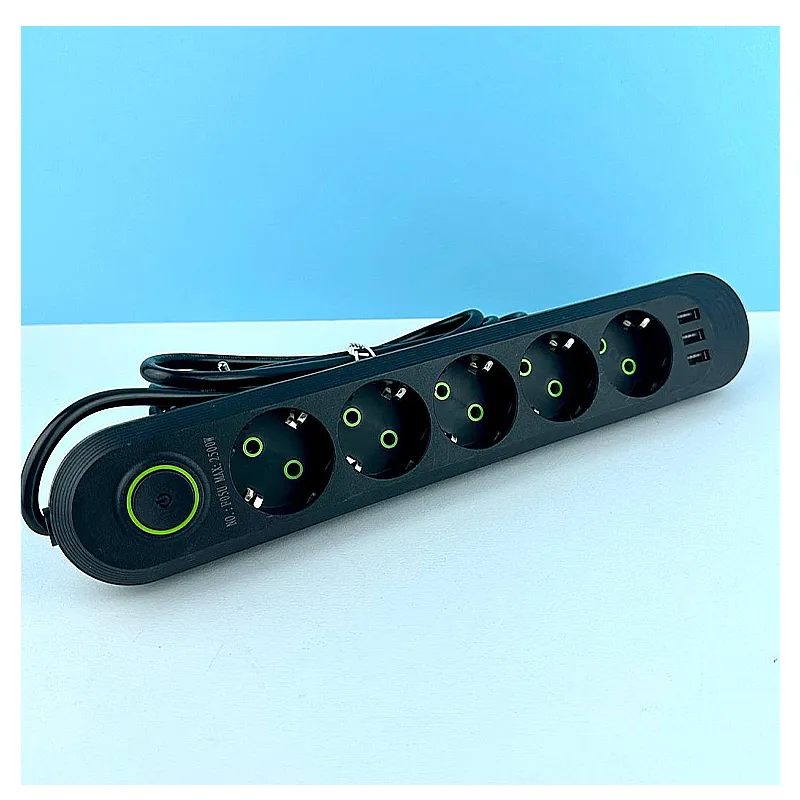 Подовжувач мережевий Power Socket F05U 5 розеток  3USB, 2м, чорний