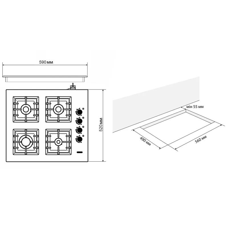 Поверхня газова ELEYUS IRMA 60 BL CF