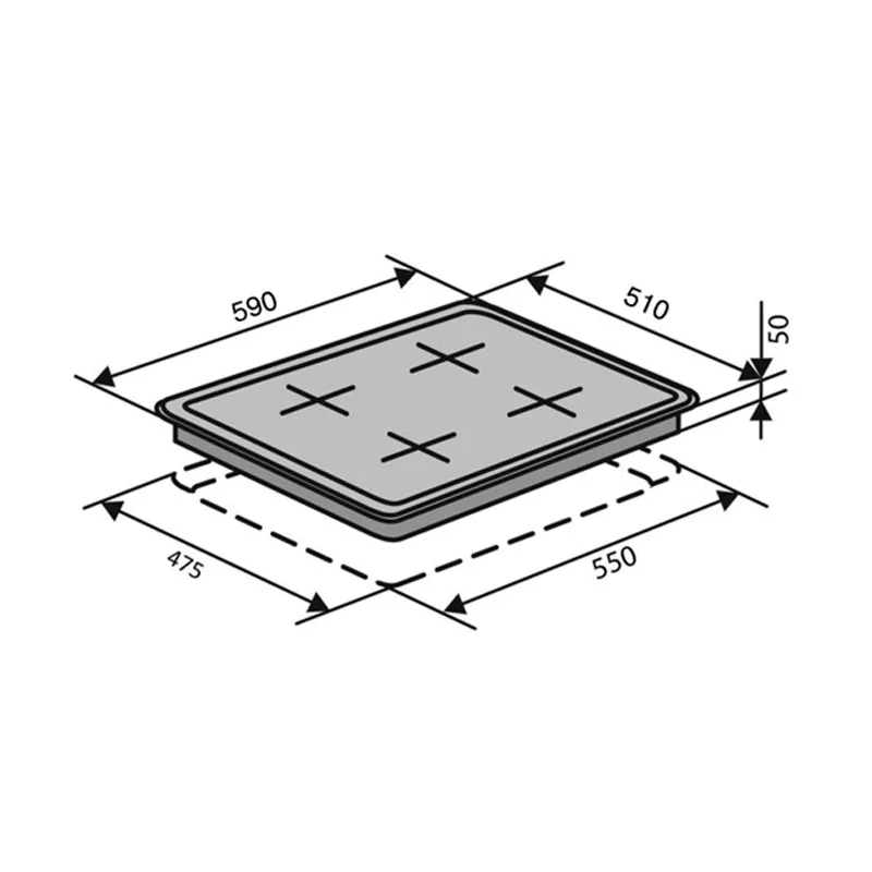 Поверхня газова VENTOLUX HG C7G CEST (BK), 59*51, загартоване скло (2059765954736) МП