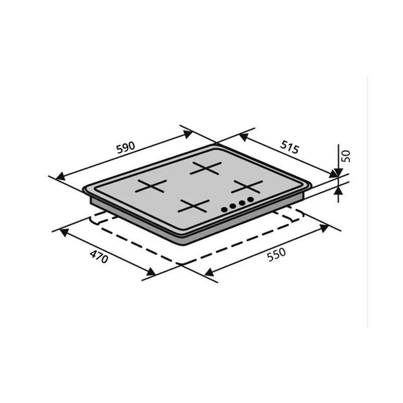 Поверхня газова VENTOLUX HG L7G CEST (BK), 59*51, загартоване скло (2059765960867) МП