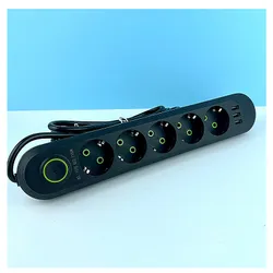 Подовжувач мережевий Power Socket F05U 5 розеток  3USB, 2м, чорний thumbnail