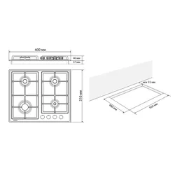 Поверхня газова ELEYUS NIKA 60 WH CF thumbnail