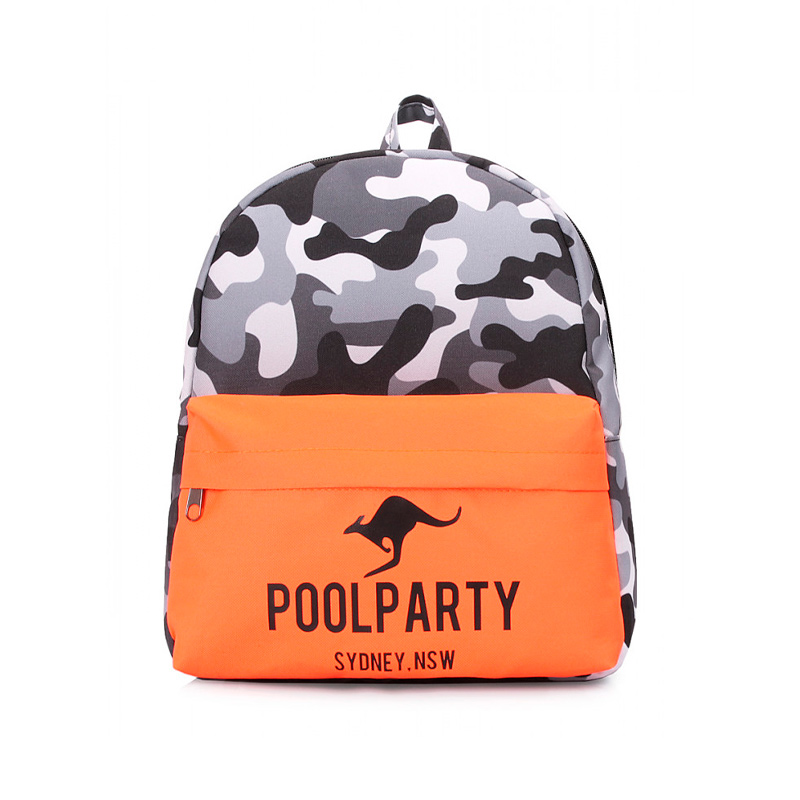 Рюкзак жіночий POOLPARTY Mini камуфляжний (mini-camo-orange) МП large popup