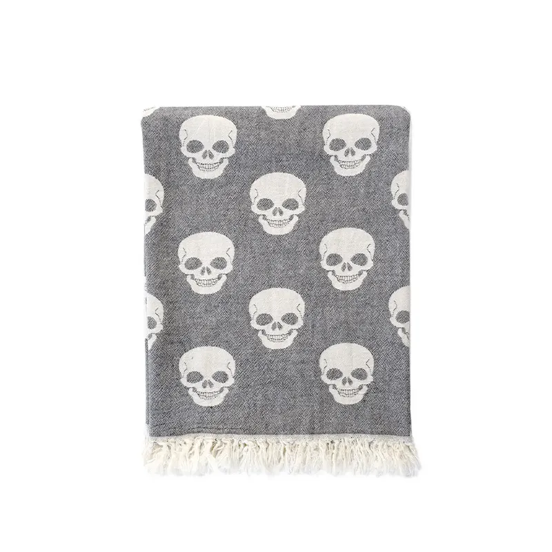 Рушник Lotus Home, Pestemal, 90*160, skull grey (сірий) (svt-2000022305853)