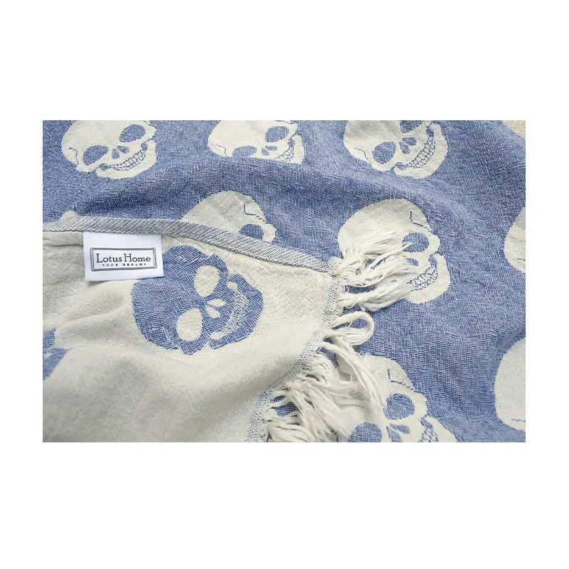 Рушник Lotus Home, Pestemal, 90*160, skull denim (денім) (svt-2000022305860)