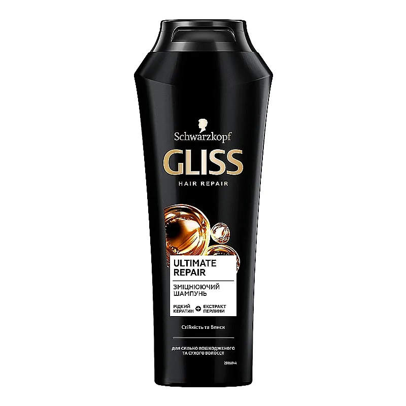 Шампунь Gliss Kur Ultimate Repair зміцнюючий, для сильно пошкодженого та сухого волосся, 400мл (0433