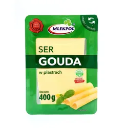 Сир твердий нарізка слайсами Gouda Mlekpol, 400 г.