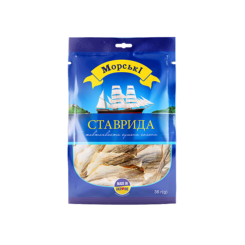 Ставридка жовтохвоста сушена солона &#039;ТМ Морські&#039;, 36 г. large popup