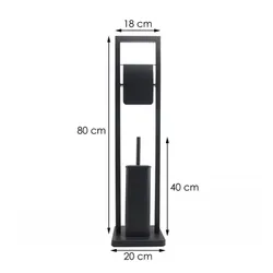 Стійка-тримач туалетного паперу та йоржик Yoka, PD.BARCA FB, окремостояча, чорна, нержавіюча сталь thumbnail