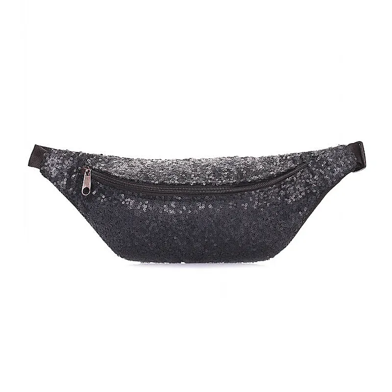 Сумка-бананка POOLPARTY Waistbag з паєтками (waistbag-shine-black) МП