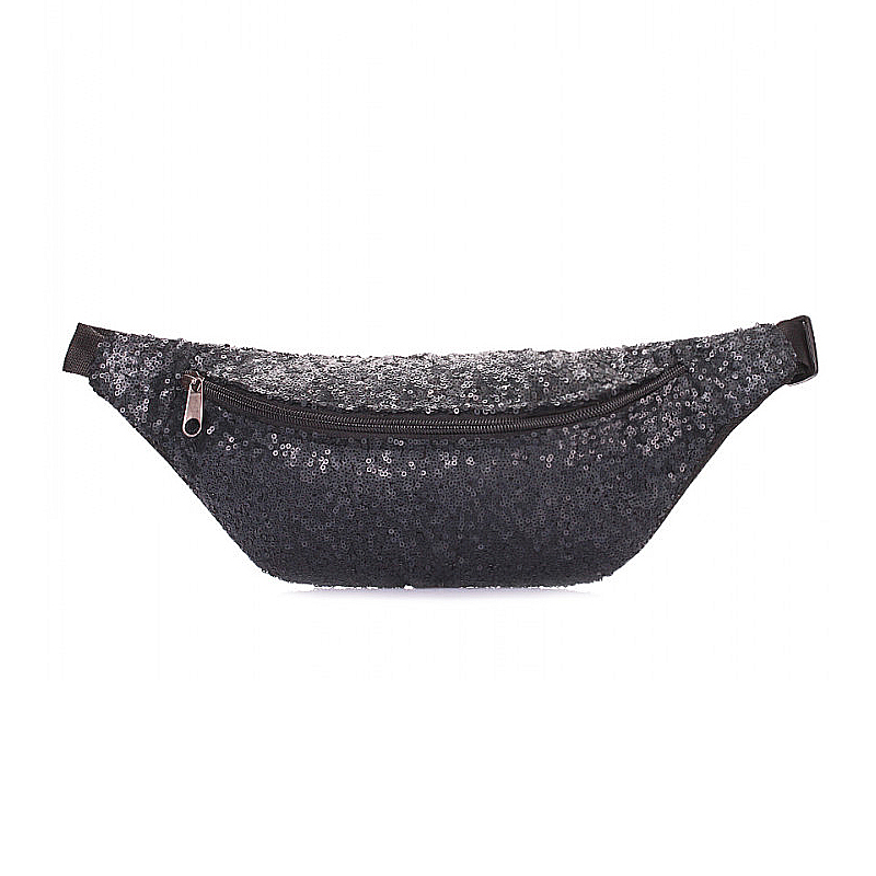 Сумка-бананка POOLPARTY Waistbag з паєтками (waistbag-shine-black) МП large popup