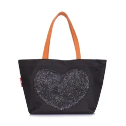 Сумка жіноча текстильна POOLPARTY Lovetote з глітером, чорна (lovetote-oxford-black) 