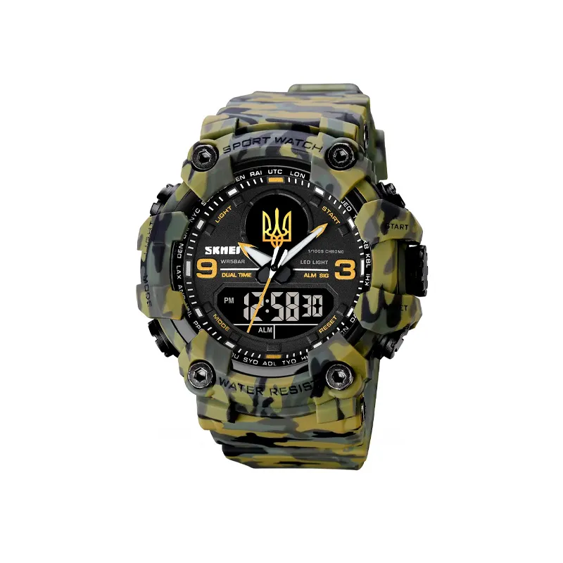 Тактичний багатофункц. годинник Patriot001 Camo Green Gold Ukraine   Коробка(1080-1691)МП