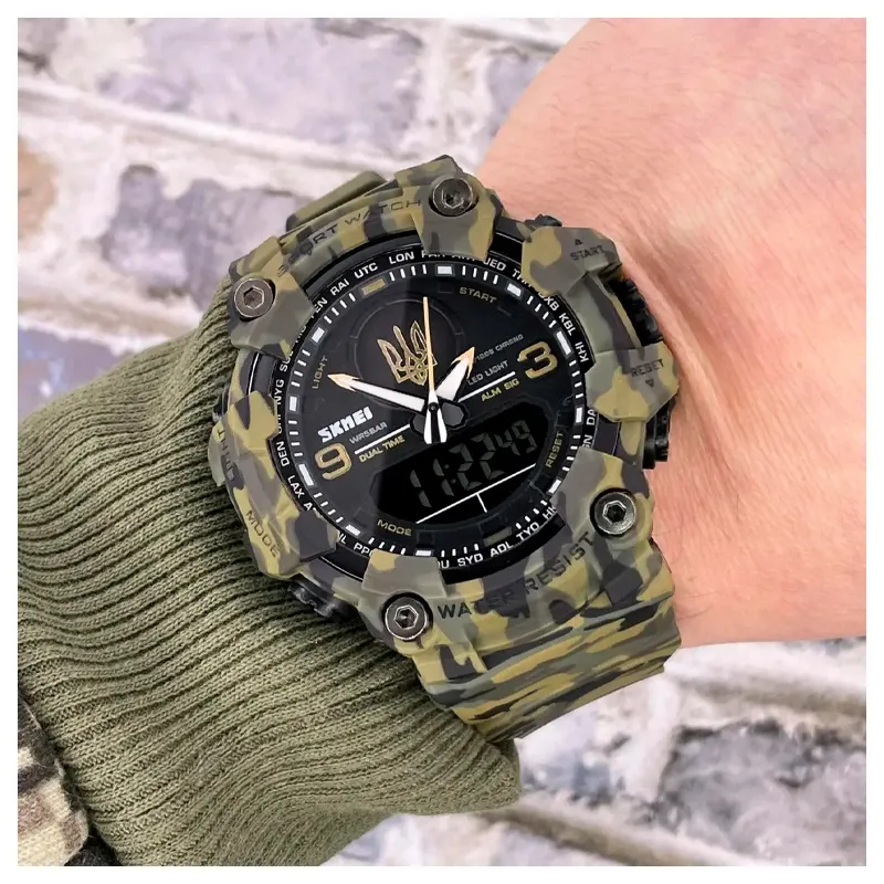 Тактичний багатофункц. годинник Patriot001 Camo Green Gold Ukraine   Коробка(1080-1691)МП