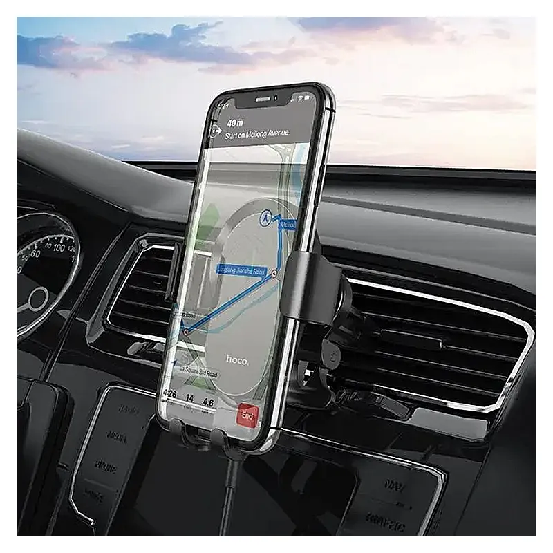 Тримач для телефону HOCO CA105 Guide three-axis linkage wireless charging car holder Black