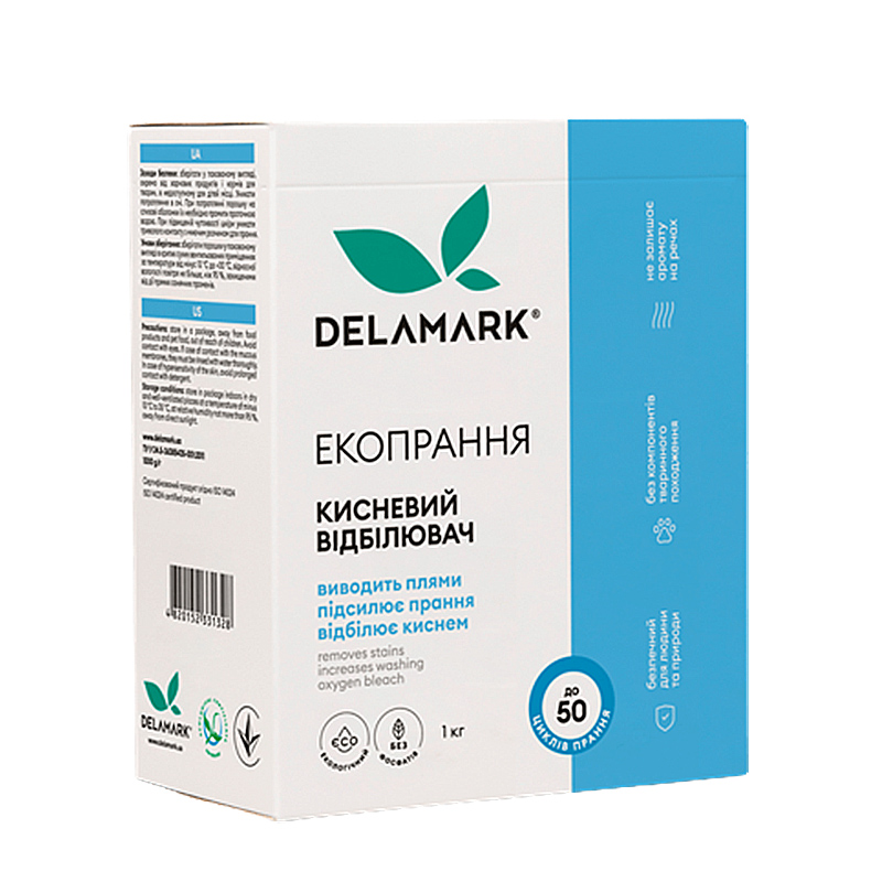 Відбілювач DeLaMark порошок кисневий безфосфатний, 1кг (331328) large popup