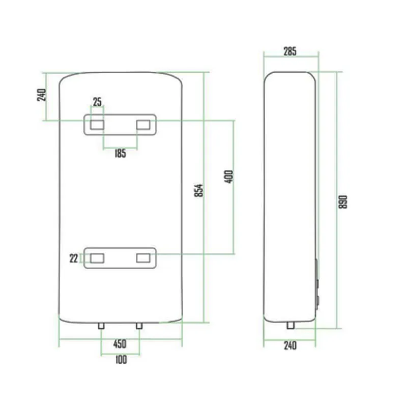 Водонагрівач Thermo Alliance, електричний, плаский, вертикальний, 470х875х285, 50л., (DT50V20GPD2)