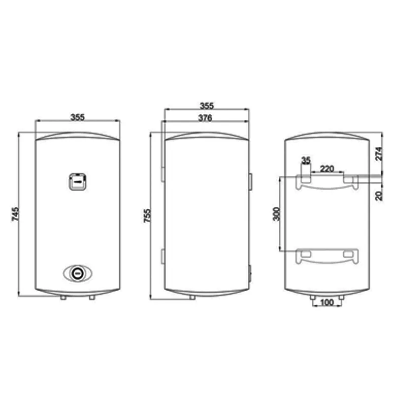 Водонагрівач Thermo Alliance, електричний SLIM, вертикальний, 755х355х376, 50л., (D50V15Q1)