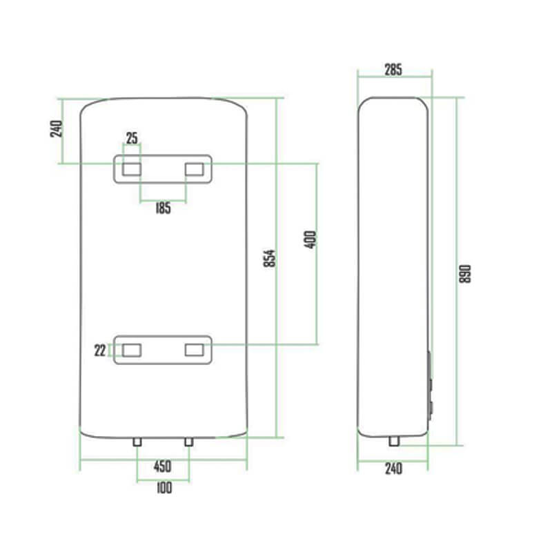 Водонагрівач Thermo Alliance, електричний, плаский, вертикальний, 470х875х285, 50л., (DT50V20GPD2) large popup