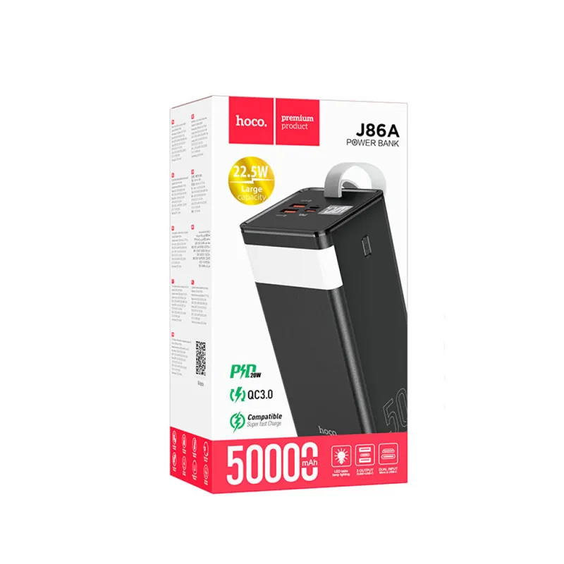 Зарядний пристрій Hoco J86A 50000mAh PowerBank, чорний