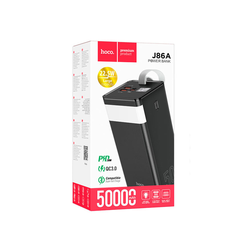 Зарядний пристрій Hoco J86A 50000mAh PowerBank, чорний large popup