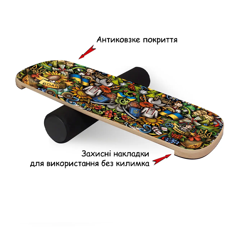 Балансборд SwaeyBoard балансир чорний 10 см валик (ДПВ-71) large popup