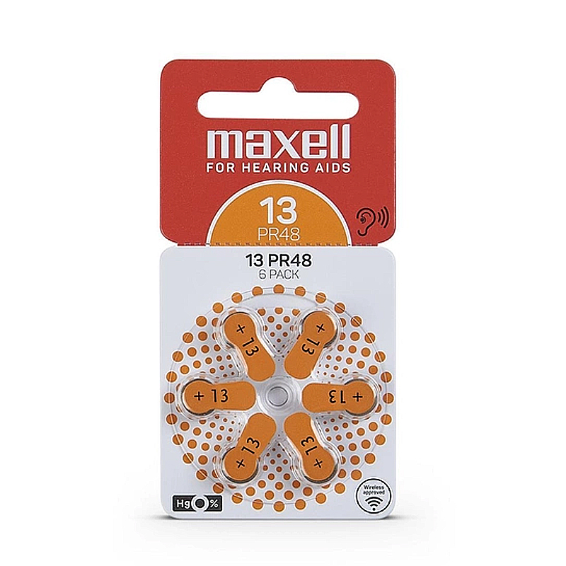 Батарейка Maxell PR48 (Type13) 1,45V, 1штука (блістер по 6шт) для слухових апаратів large popup