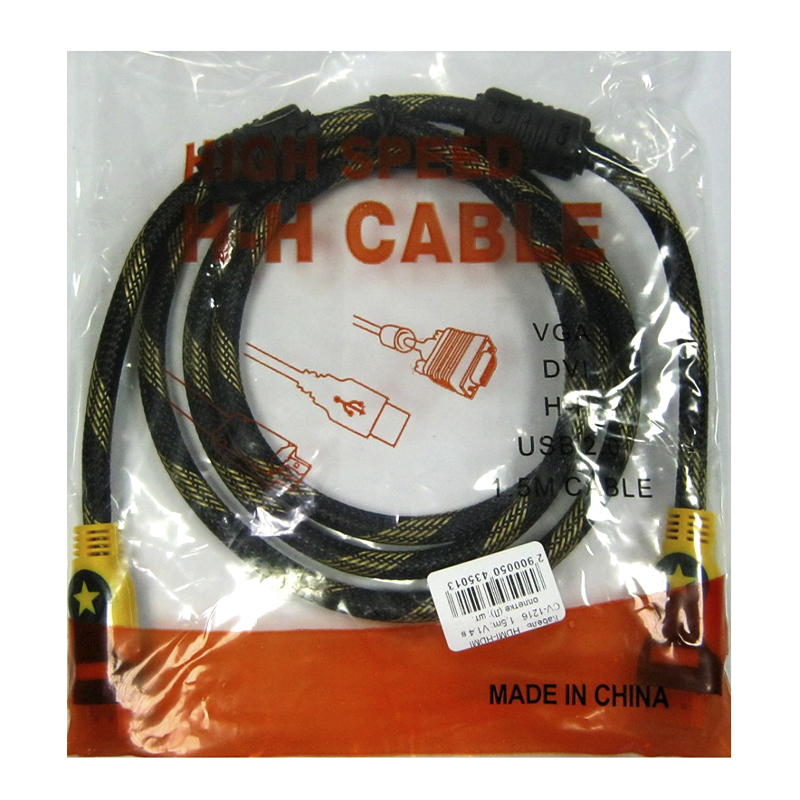 Кабель HDMI-HDMI 1,5 м; V1.4 в обплетенні large popup