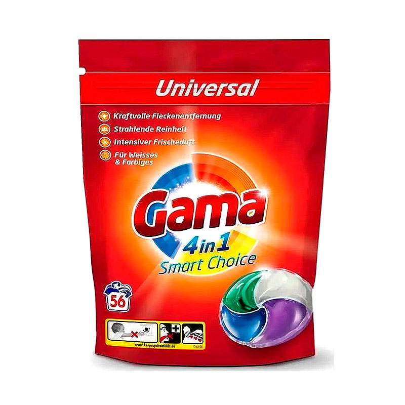 Капсули для прання білизни Gama 4в1 Універсальні, 56 шт large popup