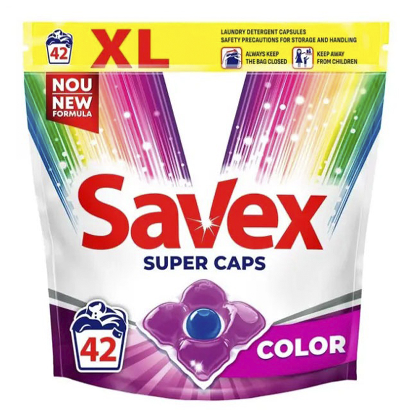 Капсули таблетки для прання Савекс Колор Savex Super Caps Color для кольорової білизни, 42 шт large popup