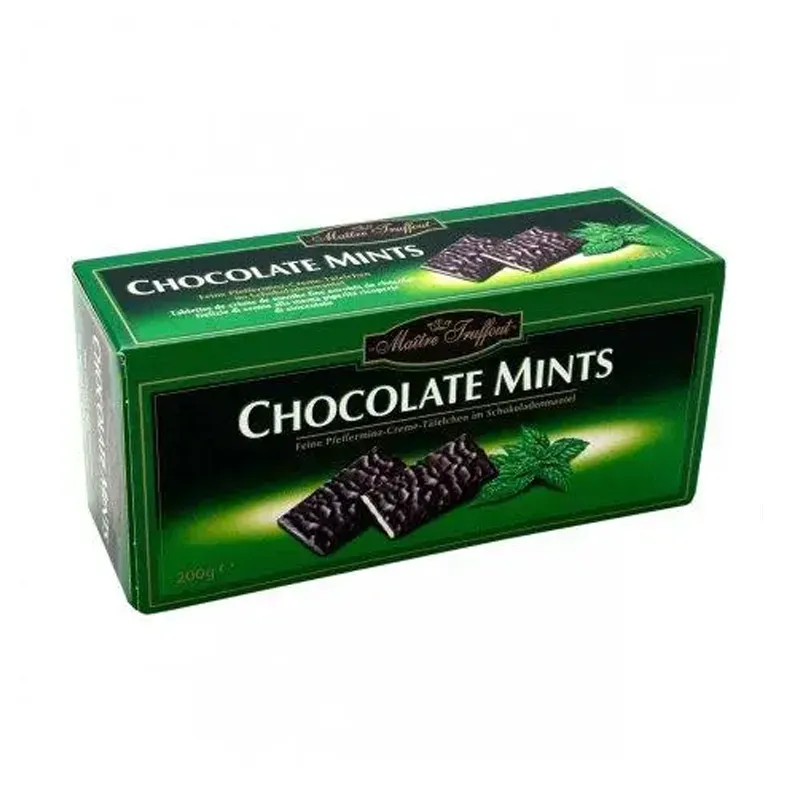 М&#039;ятні шоколадні цукерки Chocolate Mints, 200г, чорний шоколад з м&#039;ятою Maitre truffout chocolate mi