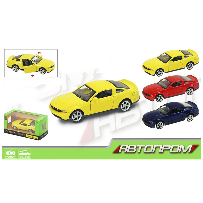 Машина метал., &quot;Автопром&quot;, 1:43 Ford Mustang GT, 2 кольори, відкр.двері, в кор. 14,5*6,5*7см  (4344) large popup