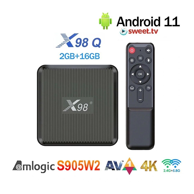 Медіаплеєр Android TV BOX X98Q  2Gb/16Gb  с Wi-Fi  2.4G, 4K large popup