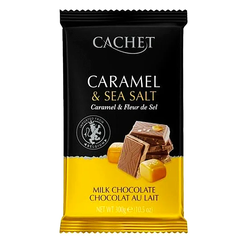 Молочний шоколад cachet з карамеллю та морською сіллю Caramel &amp; Sea Salt, 300 г, Бельгія