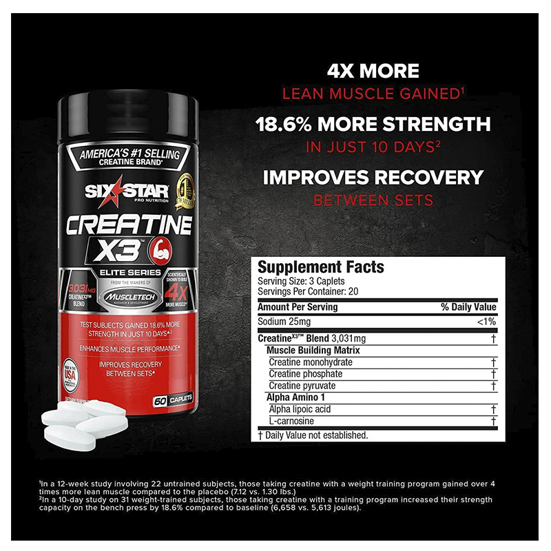 Мультикреатиновий комплекс Six Star Creatine X3 60 Caplets large popup