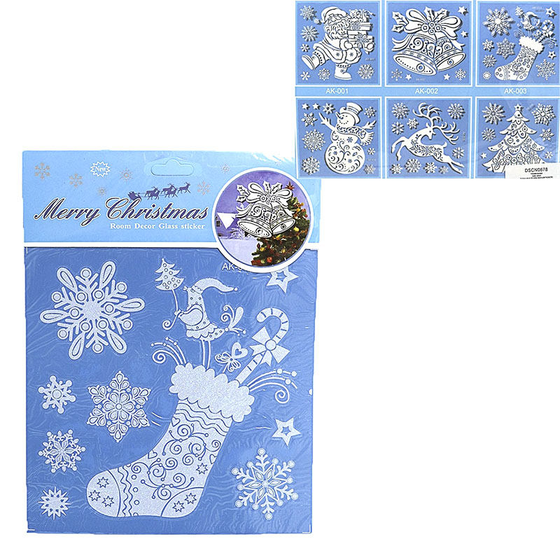 Наліпка для вікон &quot;Christmas&quot;гліттер,18*23см, mix, 1шт (0678DSCN) large popup