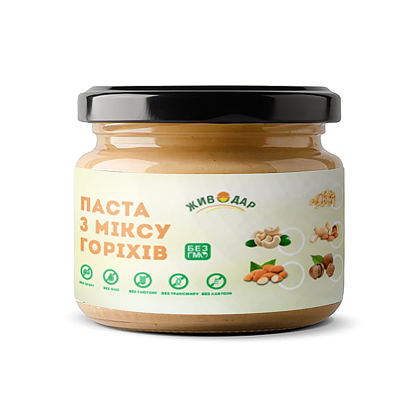 Паста Живодар з міксу горіхів (мигдаль фундук кеш‘ю), 100 мл large popup