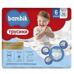 Підгузки-трусики дитячі одноразові Bambik розмір 6 15  кг 30 шт.