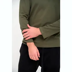 Піжама Handy Wear чоловіча Cotton Basic лонгслів хакі + штани прямі чорні, р.2XL (0810-2) thumbnail