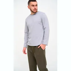 Піжама Handy Wear чоловіча Cotton Basic лонгслів сірий + штани прямі хакі, р.XL (0811-1) thumbnail