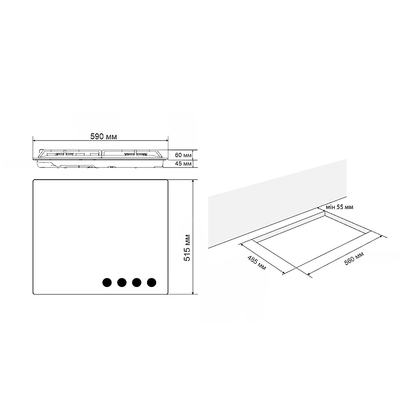 Поверхня газова ELEYUS MAGENTA 60 BL CTF large popup