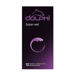 Презервативи DOLPHI Super Wet супертонкі з сіліконовим змащувачем, 12шт