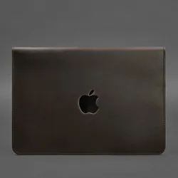 Шкіряний чохол-конверт на магнітах для MacBook 14 Темно-коричневий Crazy Horse thumbnail