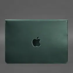 Шкіряний чохол-конверт на магнітах для MacBook 14 Зелений Crazy Horse thumbnail