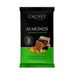 Шоколад молочний Кашет з мигдалем Cachet Almonds, 300 г, Бельгія