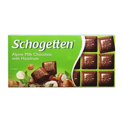 Шоколад з горіхом Schogetten with Haselnuts, 100 г, німецький молочний шоколад з горіхами