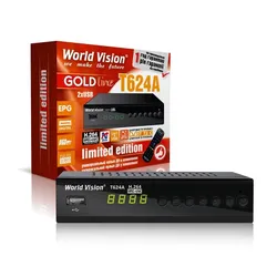 Тюнер DVB-T2  World Vision T624А metal(гар.14дн.)(універс.пульт;дисплей;IPTV;2xUSB)