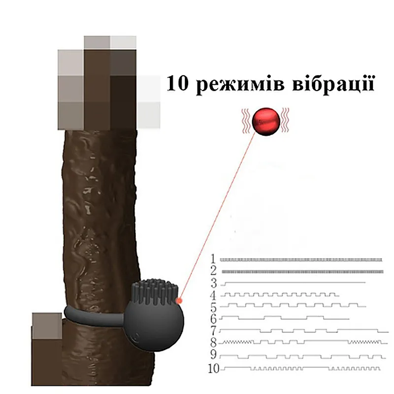 Ерекційне віброкільце акумуляторне Wo-sex Loop ерекційне кільце. 10 режимів